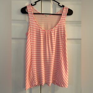 J.Crew Women’s Pink/White Striped Linen Blend Tank Shirt Top Size S